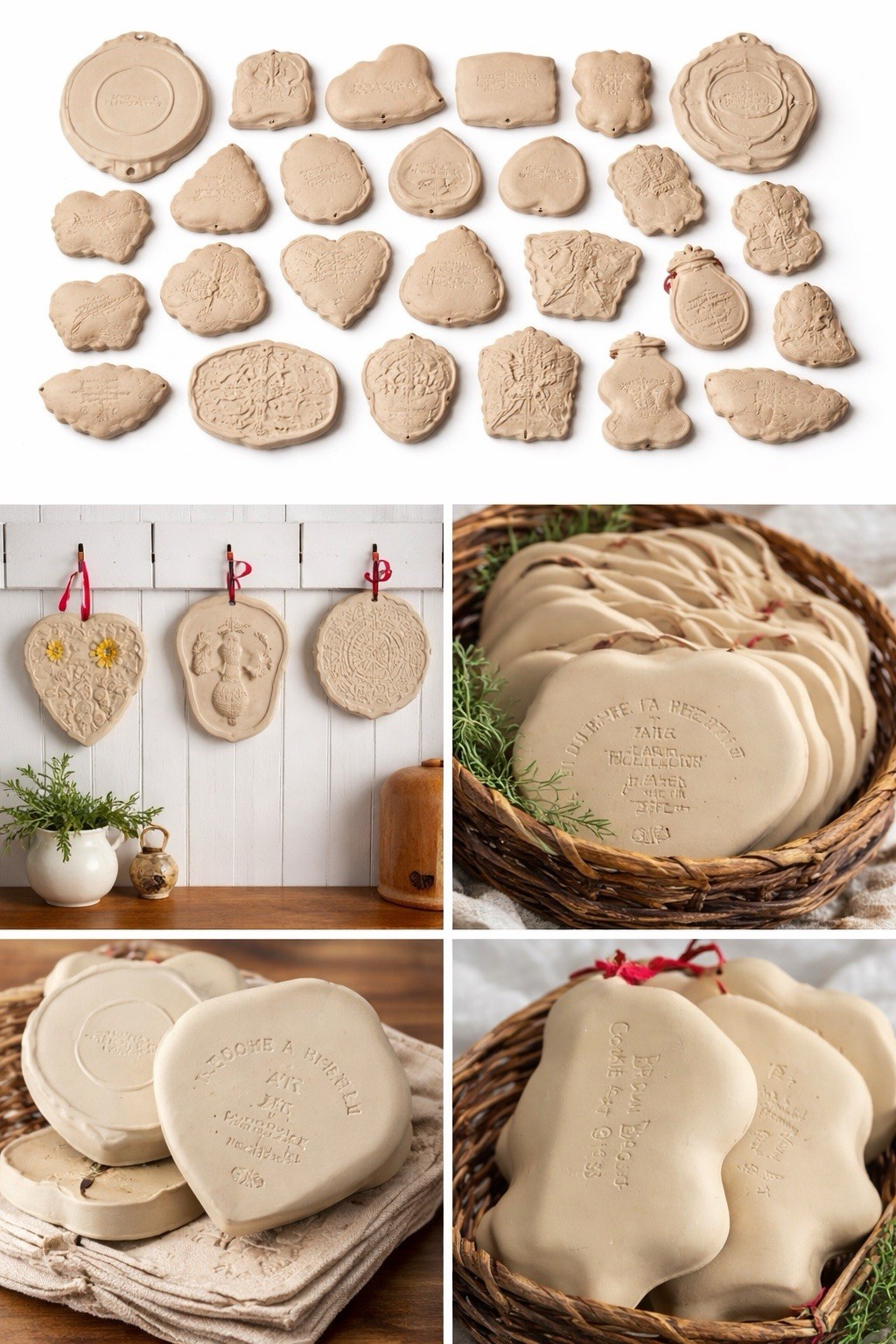 Vintage BrownBag Cookie Art Stoneware Mold Lot of 25 HeartsHoliday 1983–1998 USA