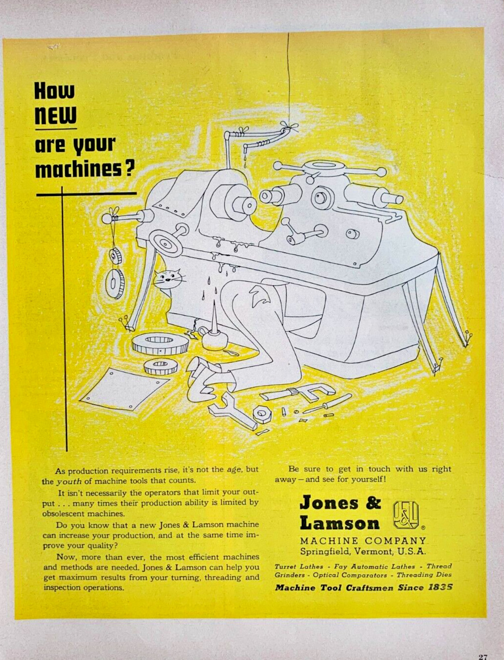 1951 Jones & Lamson Machine Co Springfield VT Print Ad 13\