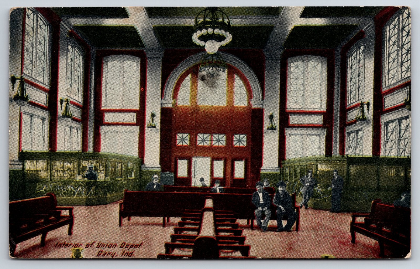 Gary Indiana Union Depot Railroad Station Interior Postcard Gary Indiana Union Depot Railroad Station Interior Postcard