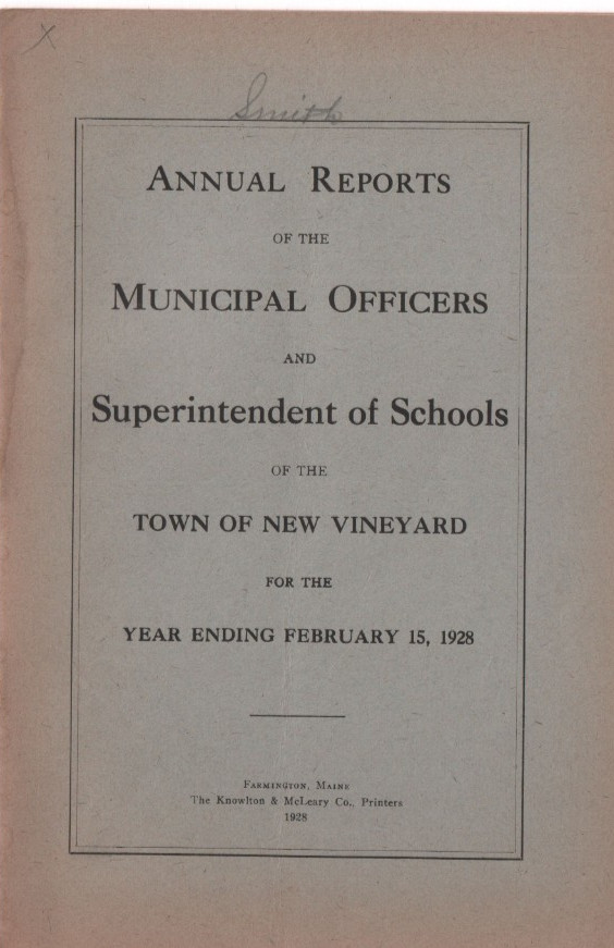 1928 NEW VINEYARD, MAINE ~ Annual Town Report