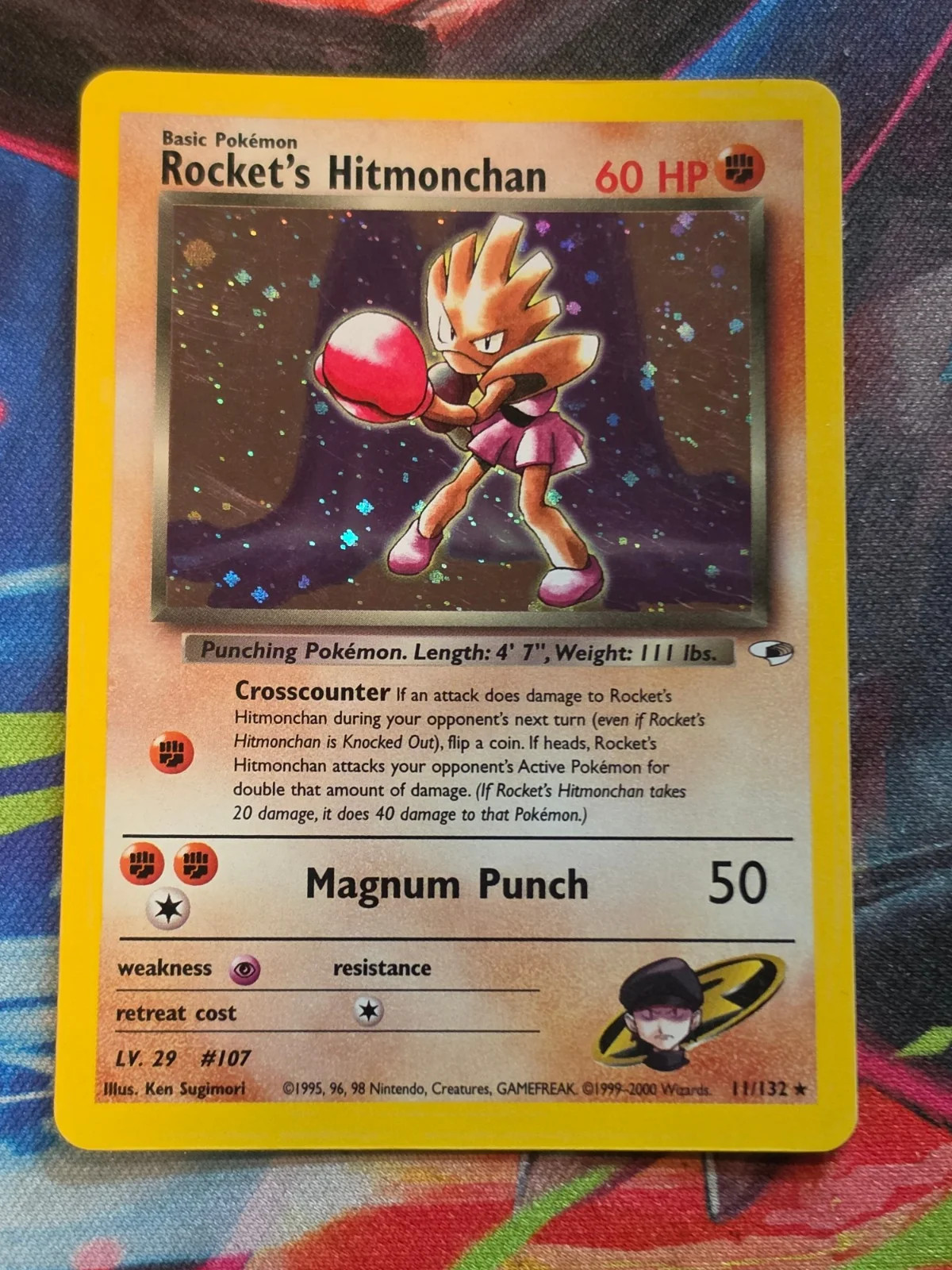 Rocket's Hitmonchan Holo Rare Unlimited Gym Heroes 011/132 LP+ Pokemon