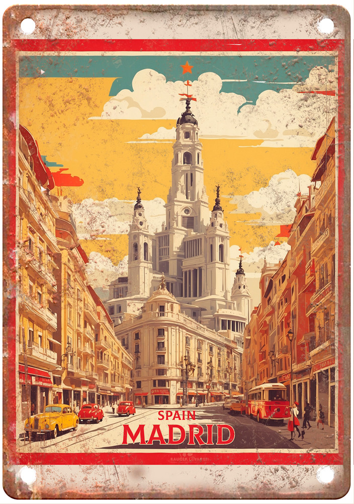 Vintage Madrid Spain Retro Look Travel Poster Metal Sign T3535
