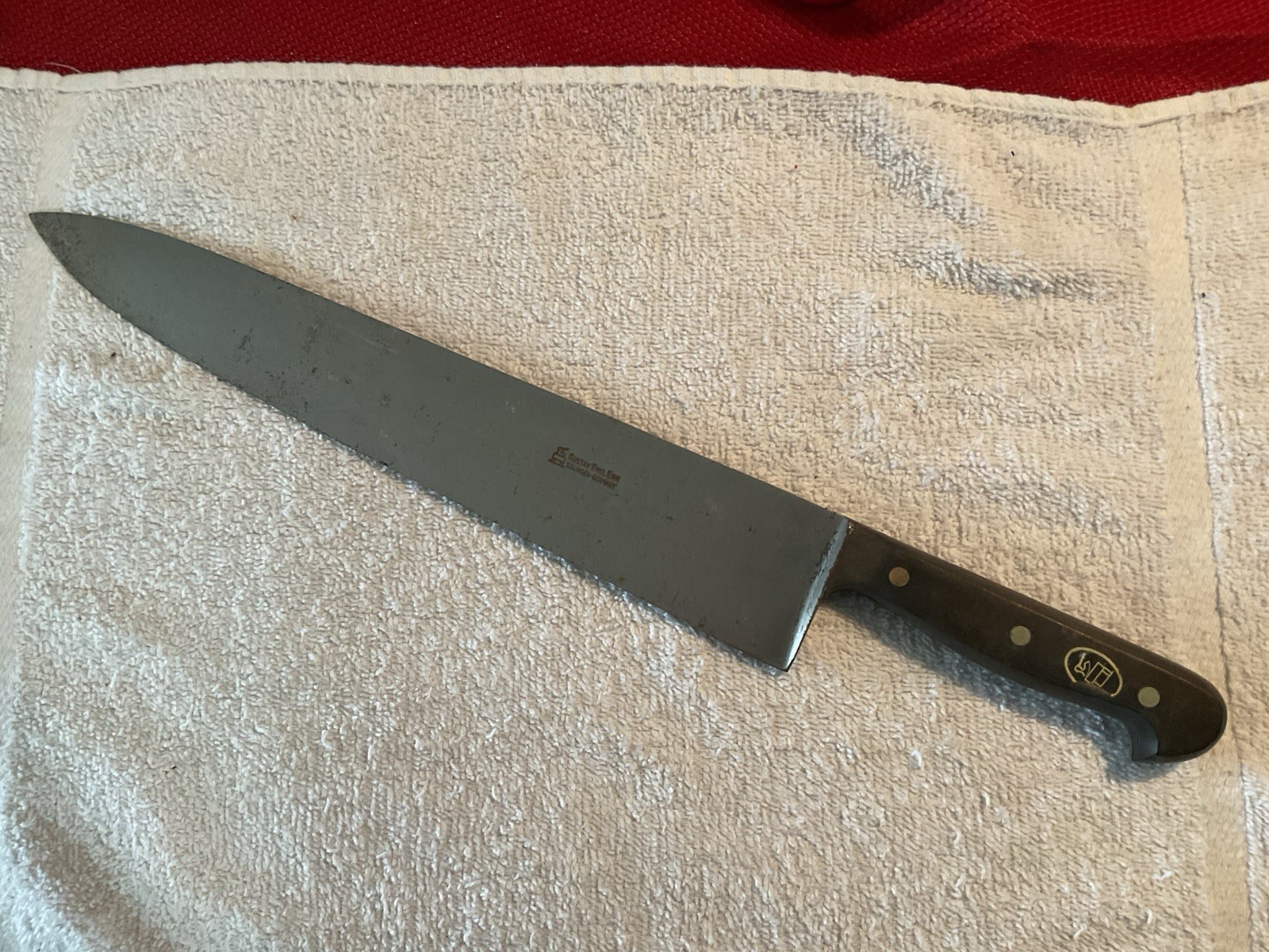 Vintage Gustav Emil Ern Hand Forged Chef Knife 14.5” CS Blade Unused