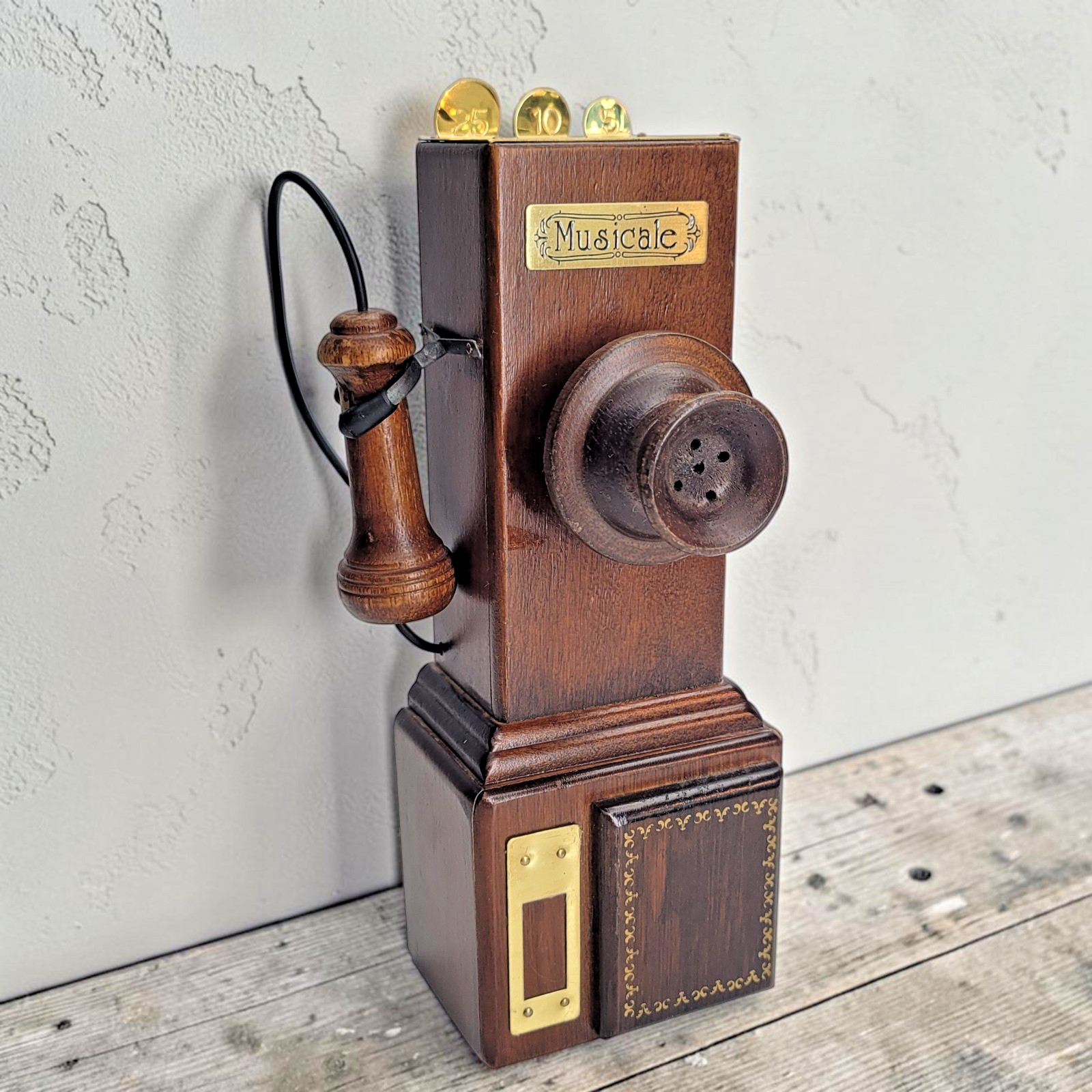Berkeley Designs Wood Telephone Bank Music Box I Just Called To Say I Love You