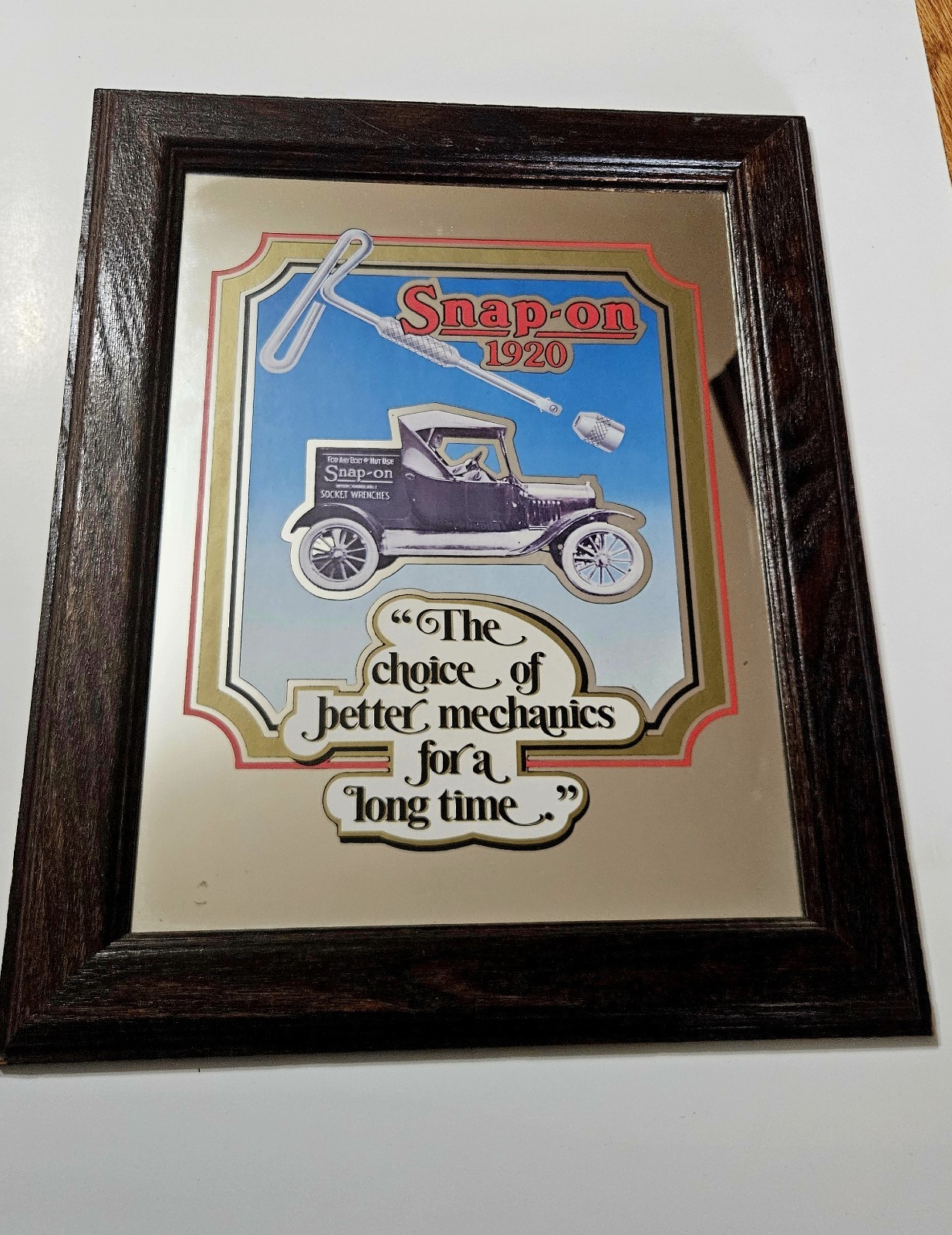 Snap-On Tools, Collectable Advertising Mirror Sign, Vintage 1920 Tool Truck 