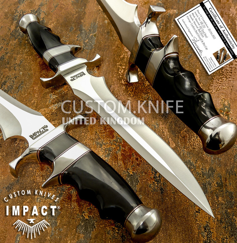 Impact Cutlery Rare Custom D2 Sub Hilted Bowie Knife Bull Horn Handle