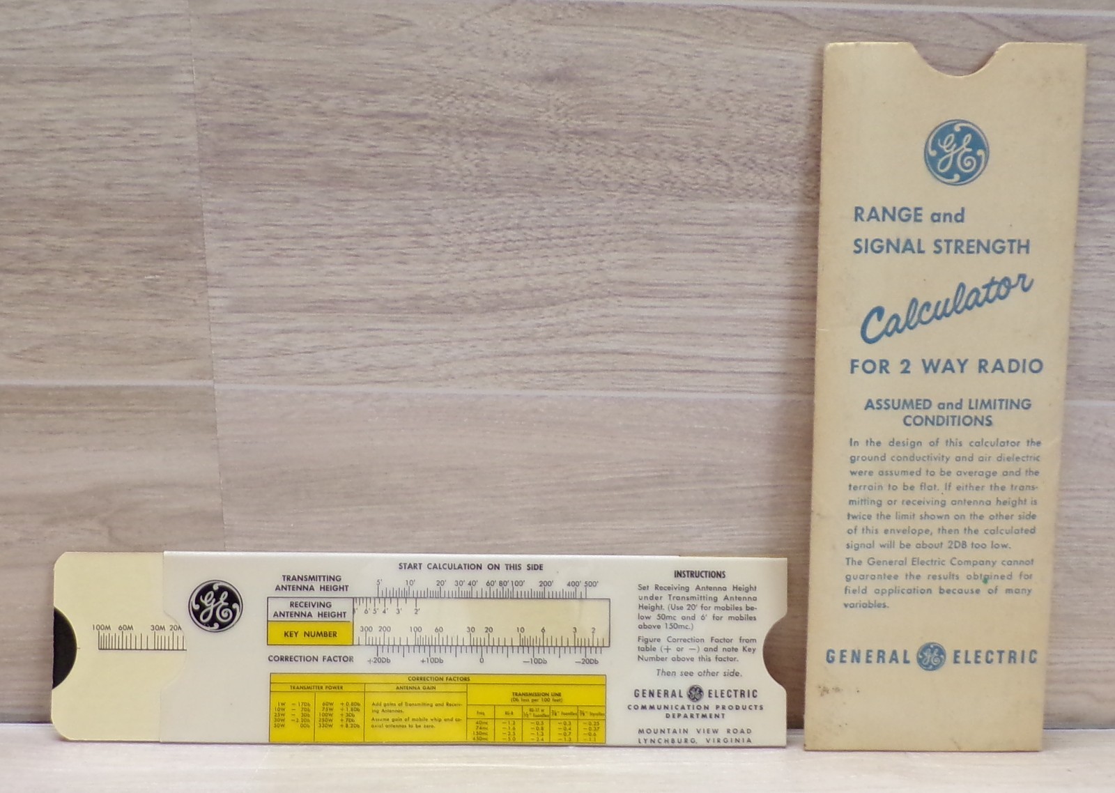 VTG 1952 GE 2-WAY RADIO RANGE AND & SIGNAL STRENGTH CALCULATOR SLAIDE RULE CHART VTG 1952 GE 2-WAY RADIO RANGE AND & SIGNAL STRENGTH CALCULATOR SLAIDE RULE CHART