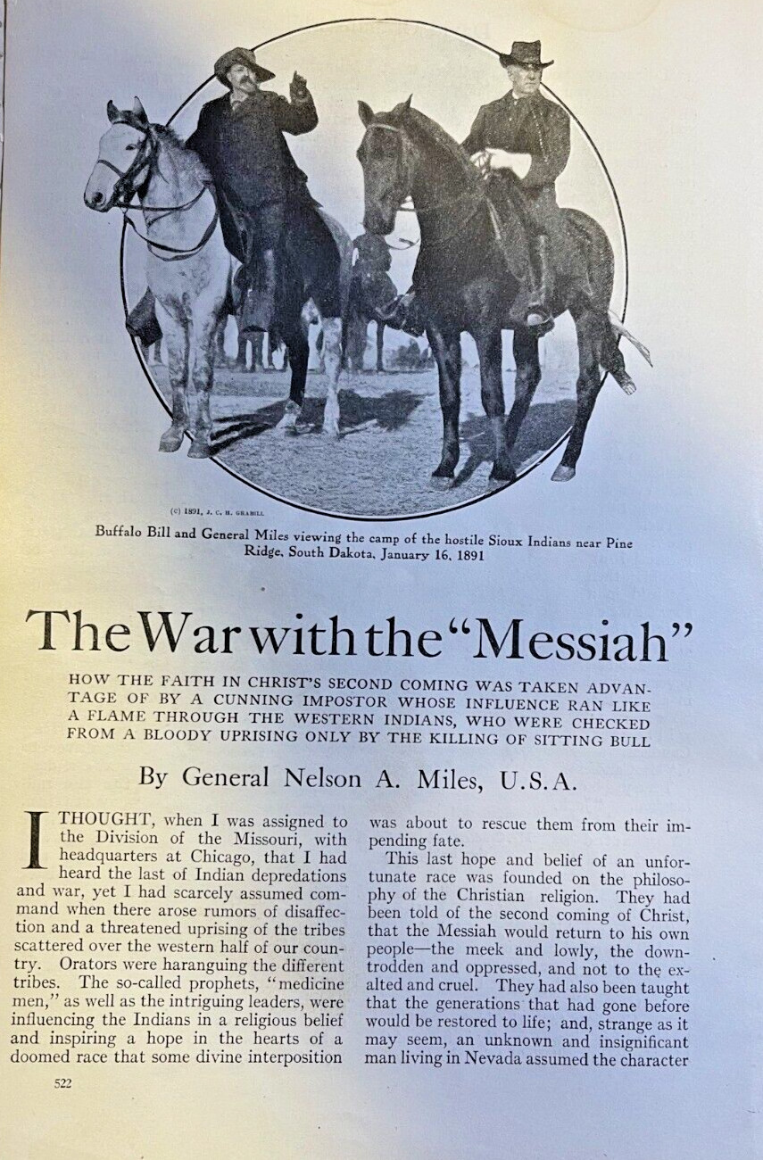 1911 General Nelson A Miles War With Sioux Messiah Sitting Bull Pine Ridge
