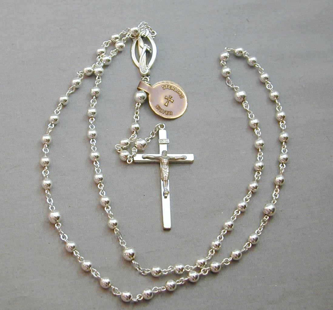 Sterling Silver CREED Rosary New With Tag 25” Must See