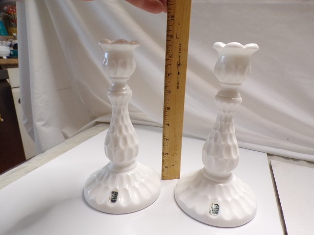 VTG Olde Virginia Glass Milk Glass Candle Stick Holder VTG Olde Virginia Glass Milk Glass Candle Stick Holder