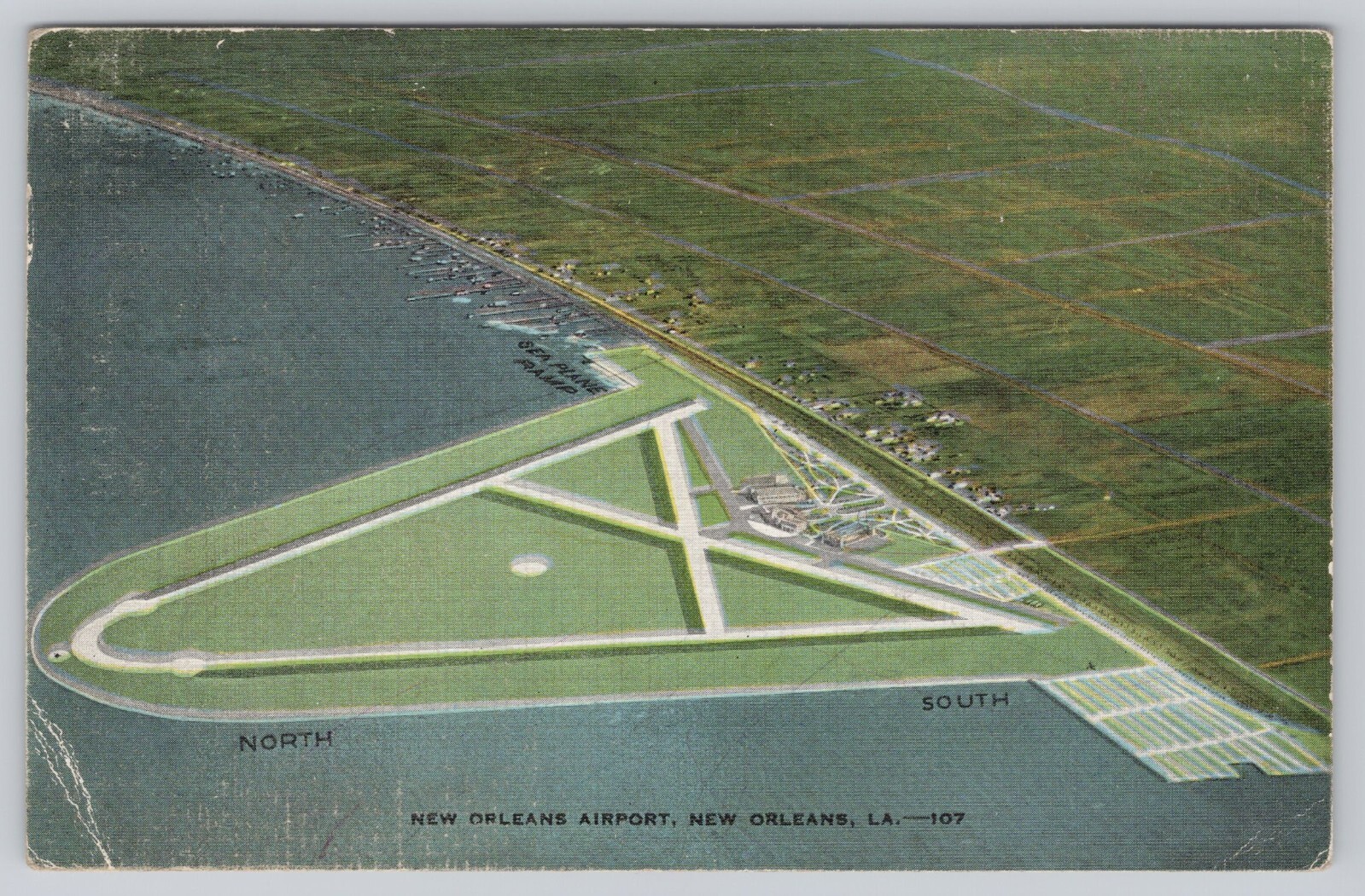 Atq/Vtg Post Card New Orleans Airport, New Orleans La. M478
