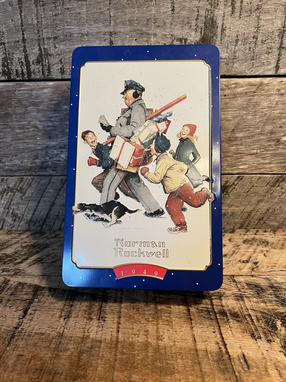 Vtg 1996 Snickers Collectible Tin Art Work Norman Rockwell