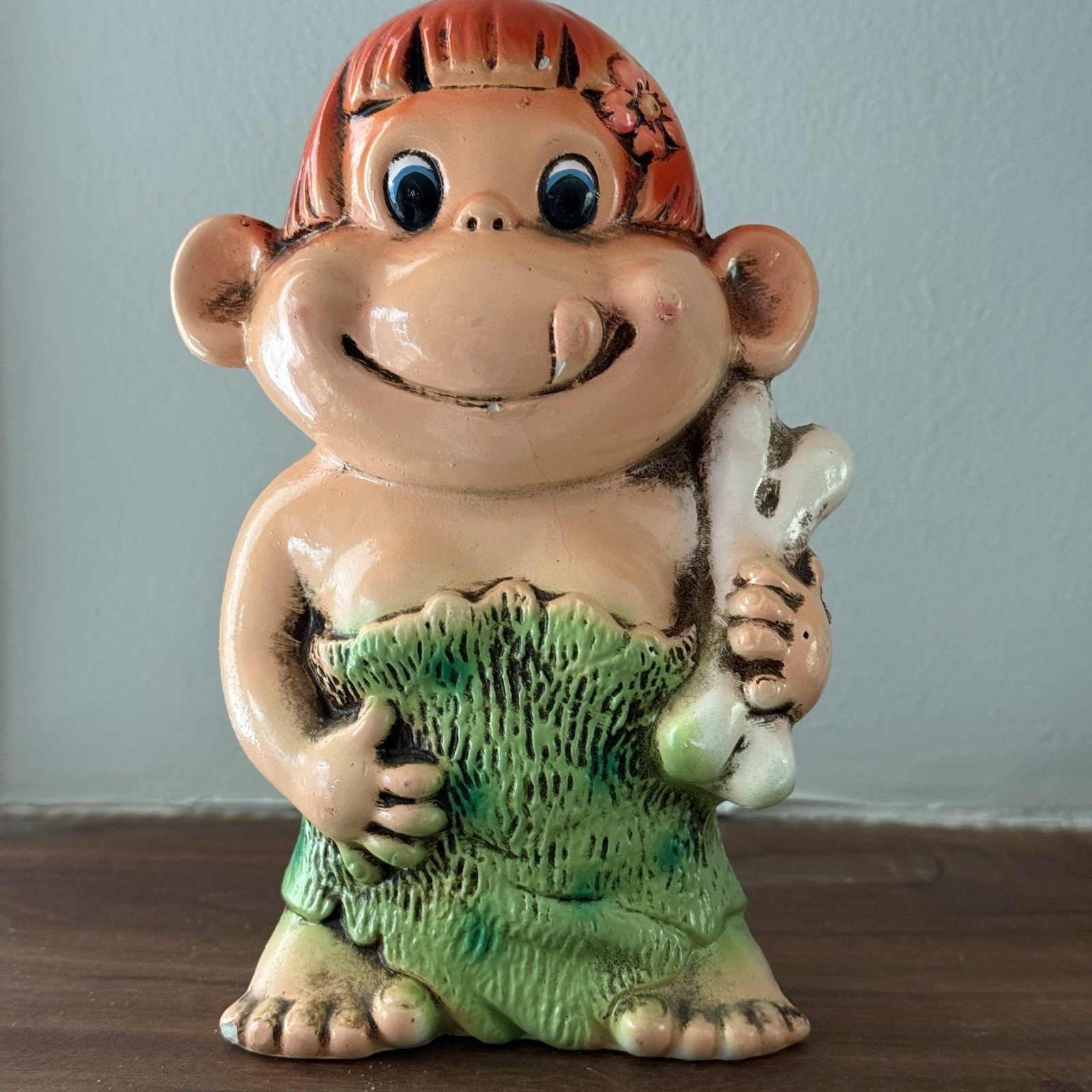 Vintage CAVEWOMAN Ceramic Bank Figurine Kitsch Ceramaster 7\