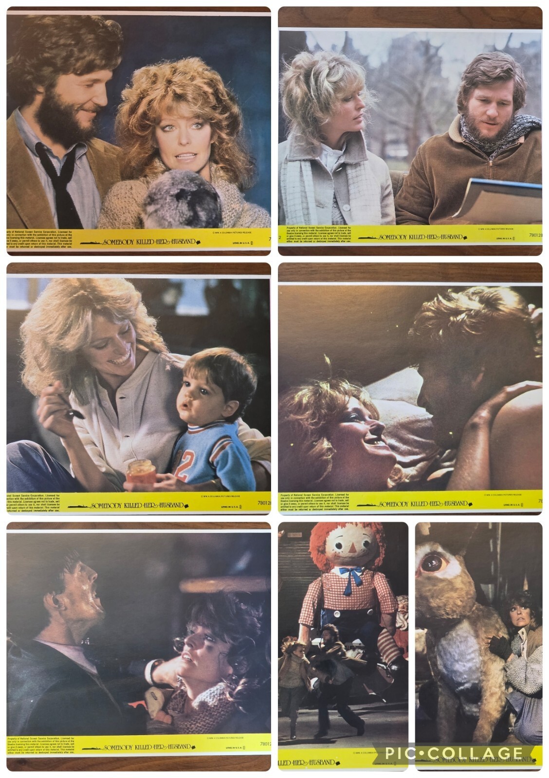 Vtg Somebody Killed Her Husband Farrah Fawcett Jeff Bridges Lobby Cards Set 7