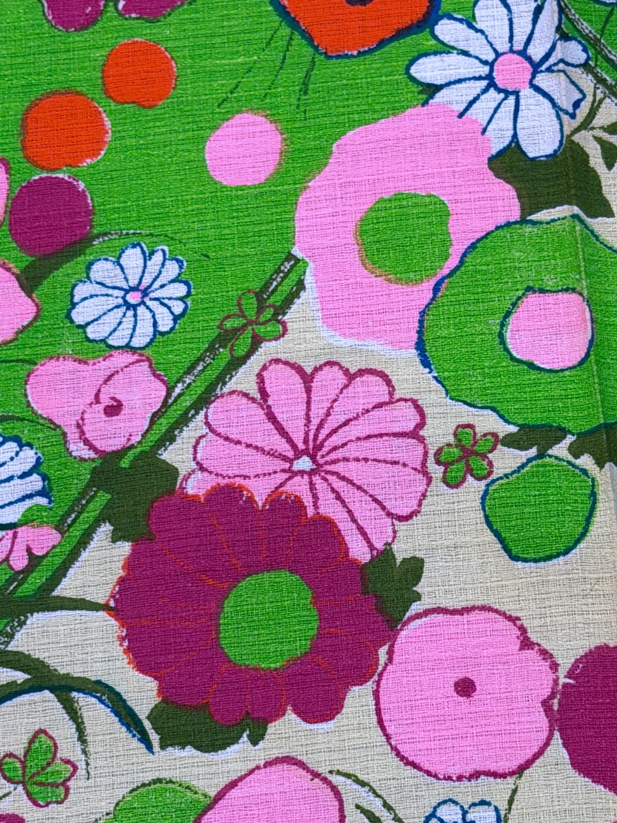 Peter Max Inspired Flower Power 1960’s Mid Century Barkcloth Era Vintage Fabric Peter Max Inspired Flower Power 1960’s Mid Century Barkcloth Era Vintage Fabric