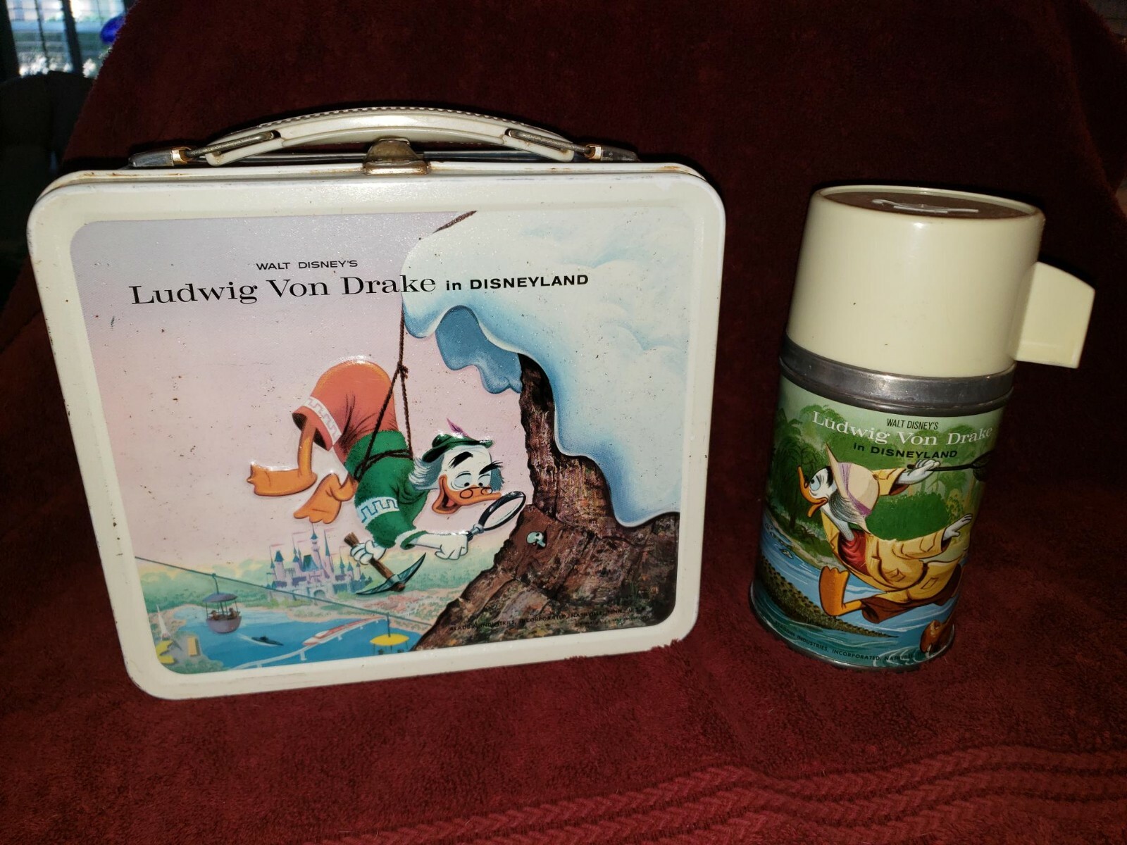 1962 LUDWIG VON DRAKE IN DISNEYLAND Lunchbox Thermos NEAR MINT Aladdin Disney