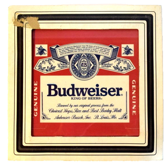 NIP Vintage Budweiser King of Beers Glass Sign Carnival Prize Bar Decor