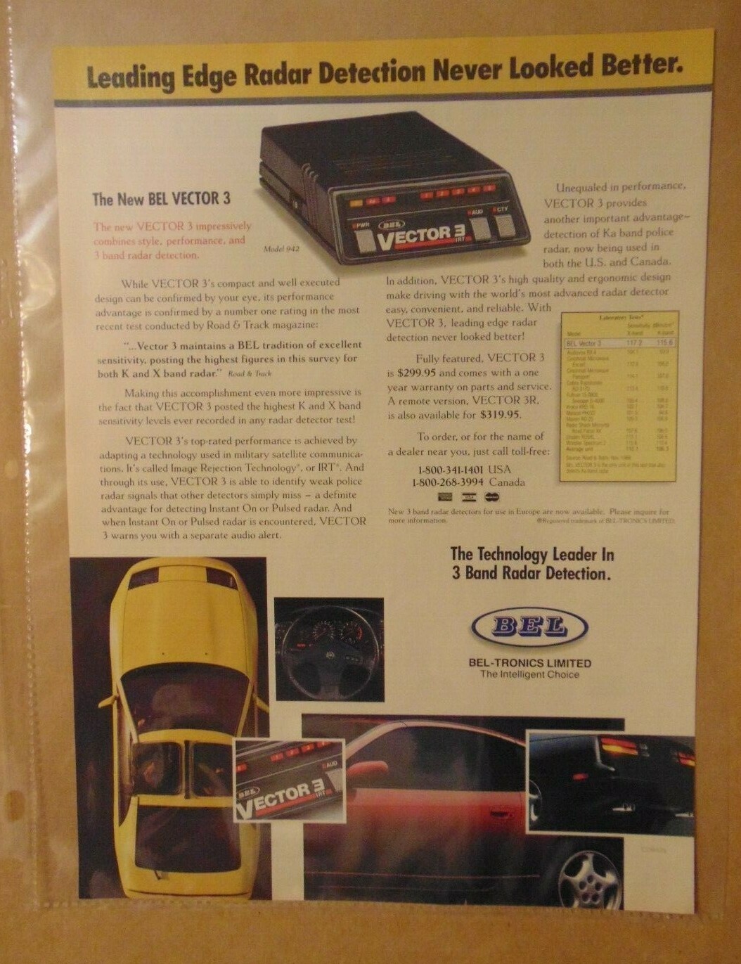 1980\'s Vector RADAR DETECTOR Automobile Original Print Ad Advertisement