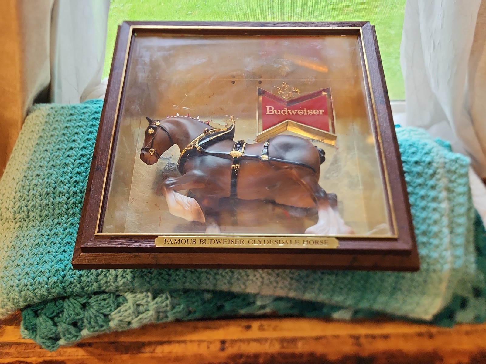 VINTAGE 1960's BUDWEISER CLYDESDALE HORSE SHADOW BOX ADVERTISING SIGN 3-D