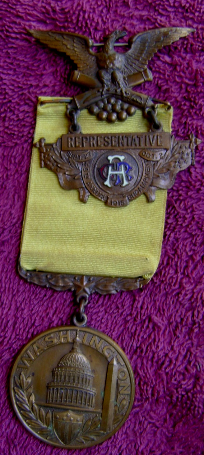 1915 GAR 49th NATIONAL ENCAMPMENT WASHINGTON, D.C. BADGE & RIBBON 1915 GAR 49th NATIONAL ENCAMPMENT WASHINGTON, D.C. BADGE & RIBBON