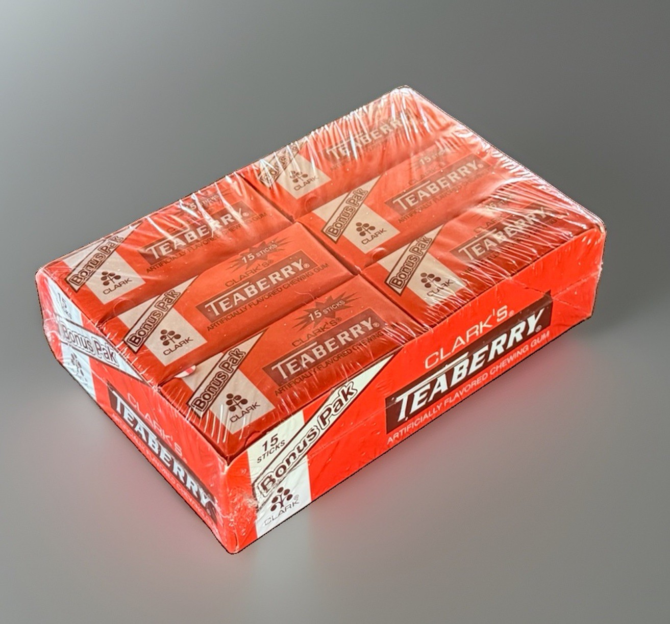 Vintage Clark's TEABERRY BONUS PAK Chewing Gum Sealed Display Box - 12 Packs NOS Vintage Clark's TEABERRY BONUS PAK Chewing Gum Sealed Display Box - 12 Packs NOS