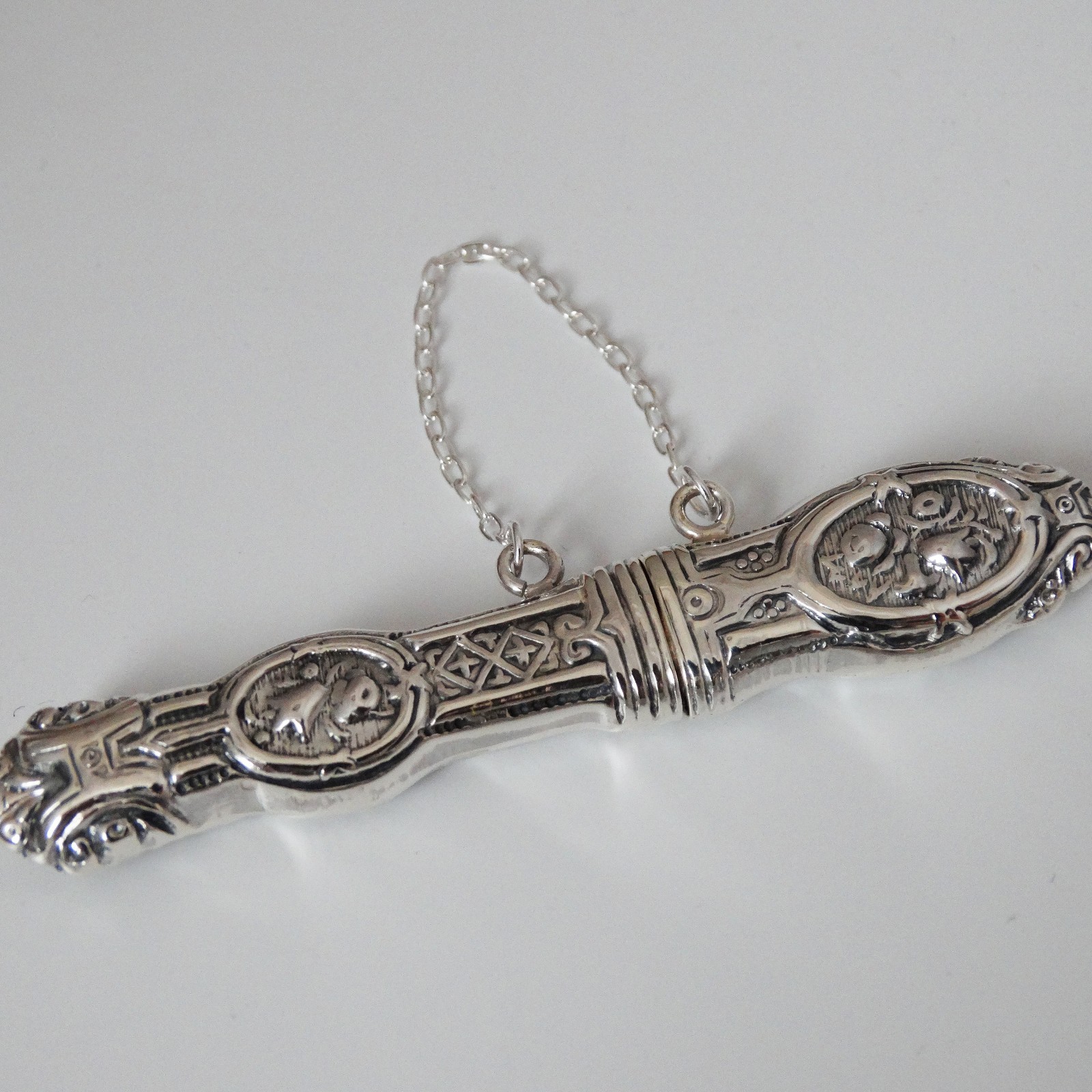 Sterling Silver Needle Case - Antique Replica -Chatelaine Sewing Needlecase
