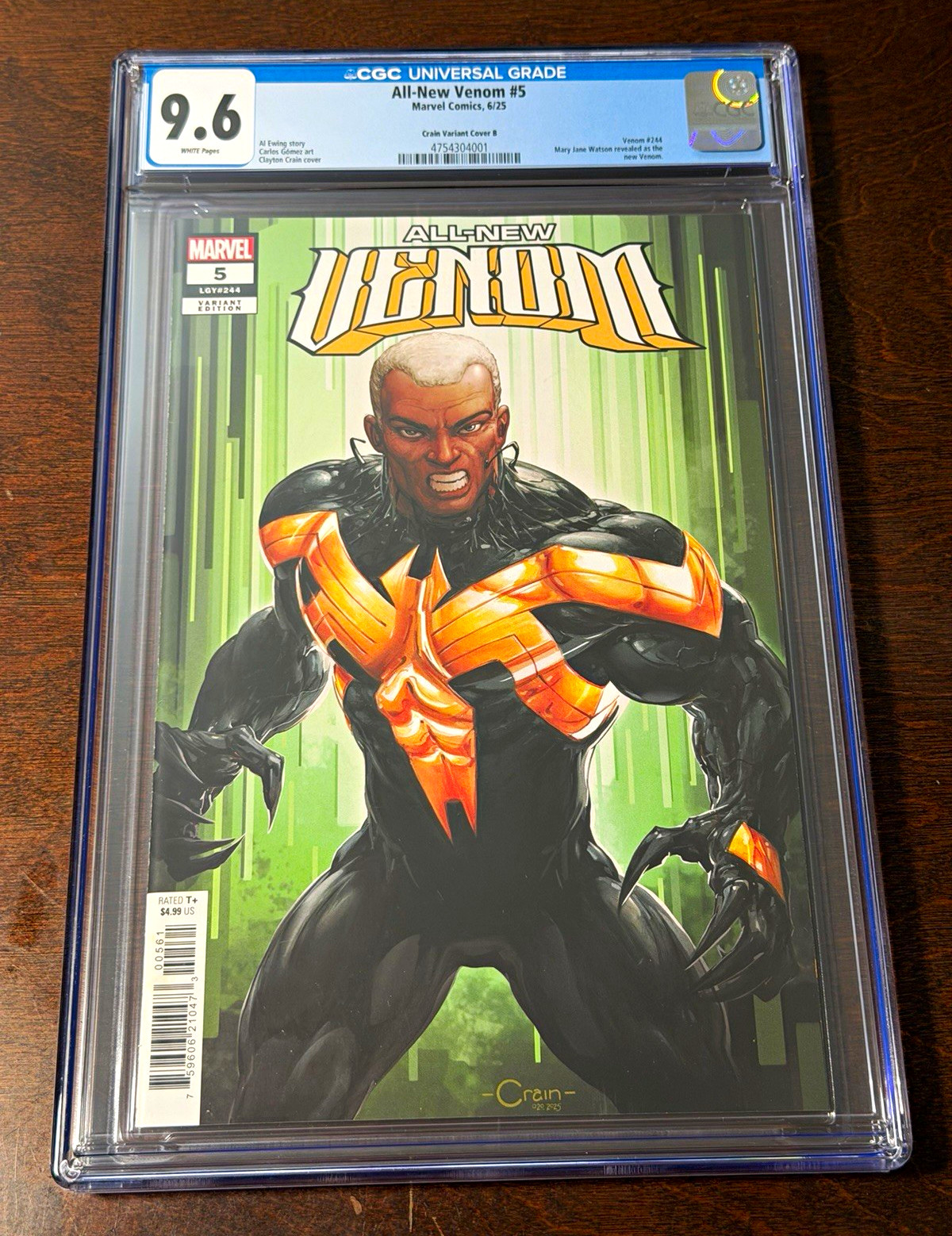 FREE SHIPPING Marvel All-New Venom #5 CGC 9.6 Clayton Crain Variant Cover B