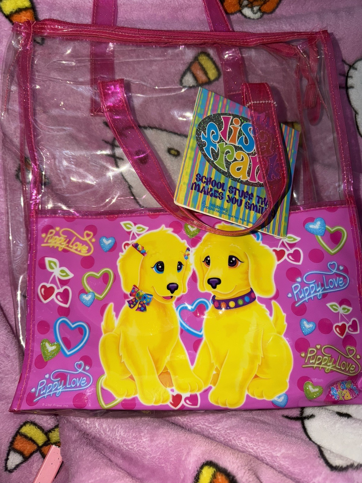 Vintage Lisa Frank XL Clear Tote Bag Casey and Candy puppy love Vintage Lisa Frank XL Clear Tote Bag Casey and Candy puppy love