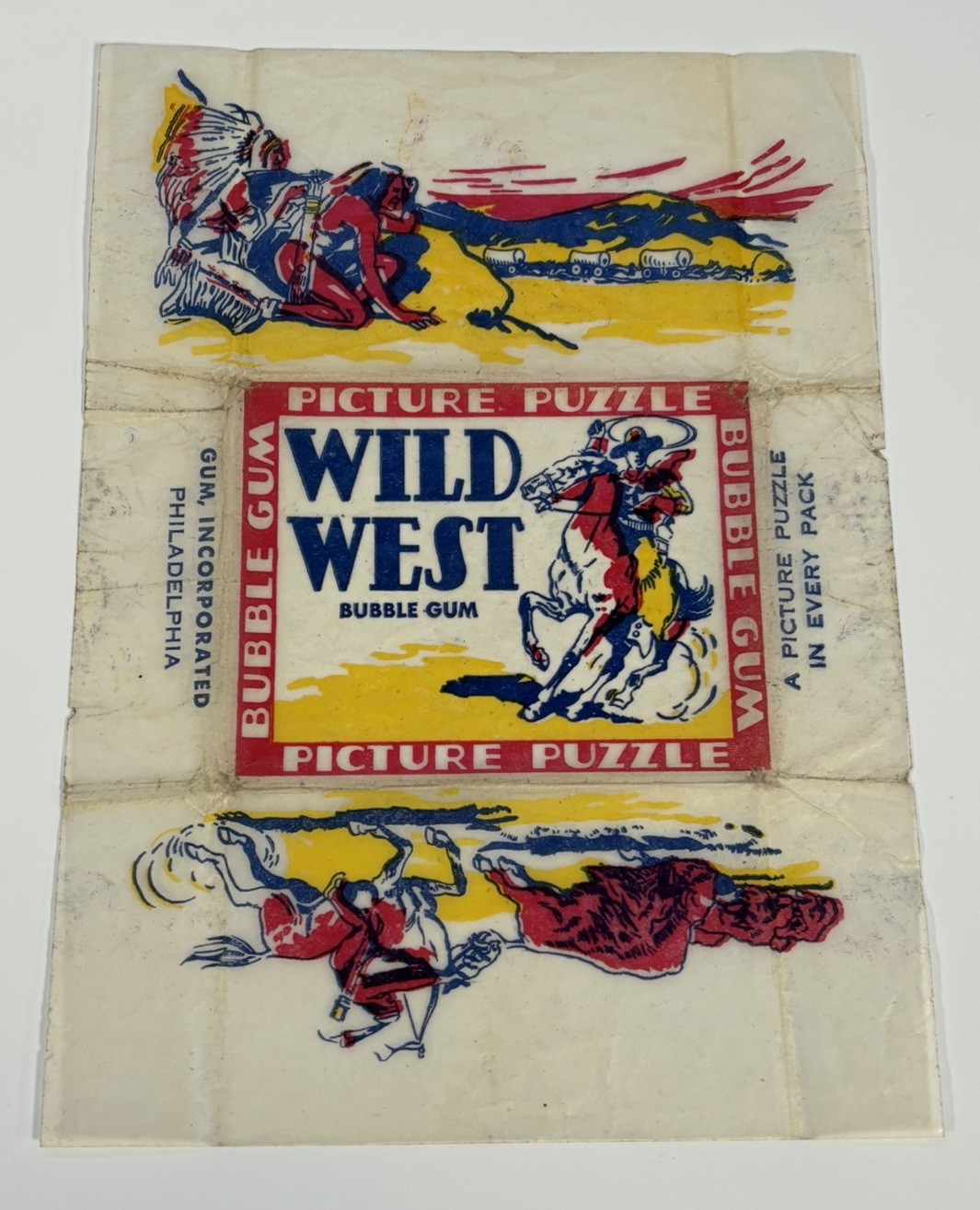 1933 Wild West Bubble Gum Wrapper - Includes Card #36 Homesteader’s Race