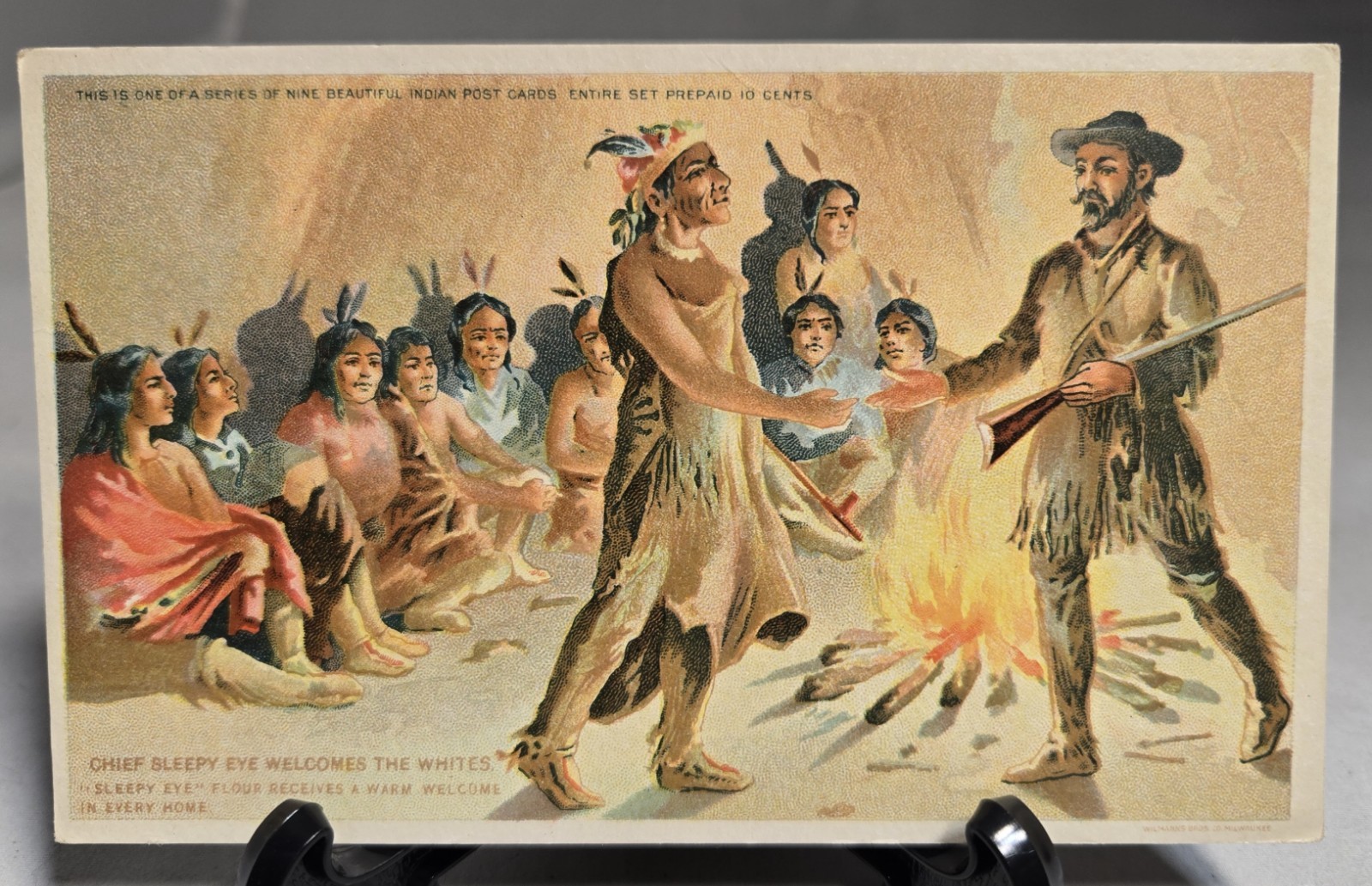CHIEF SLEEPY EYE WELCOMES THE WHITES FLOUR MILL AD POSTCARD UNUSED CHIEF SLEEPY EYE WELCOMES THE WHITES FLOUR MILL AD POSTCARD UNUSED