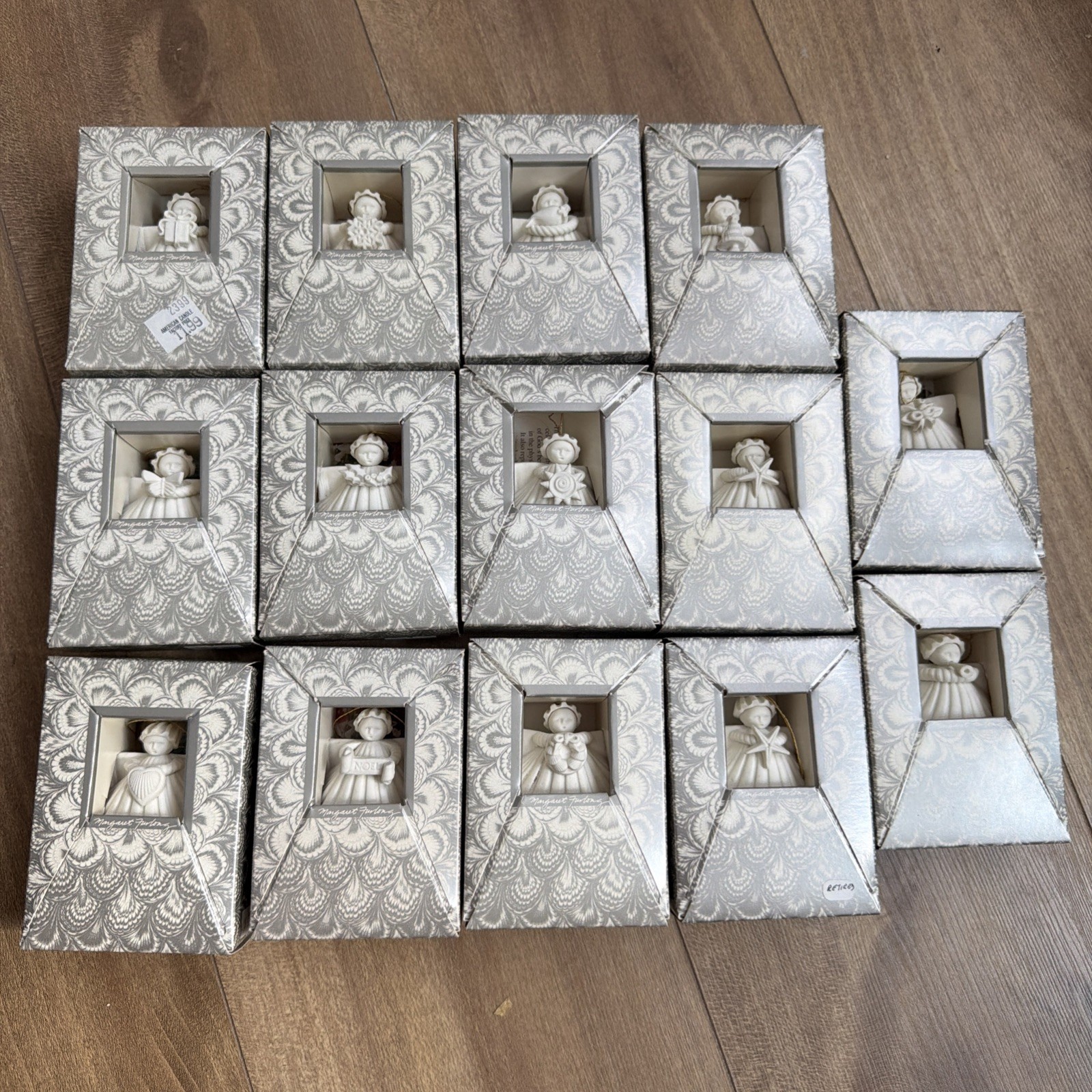 Vtg Margaret Furlong Porcelain Angel Seashell Ornaments Lot of 14 w/ Boxes 3”