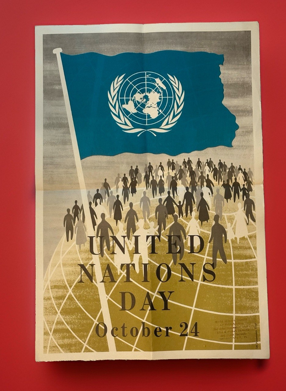 Vintage 1950s United Nations Day Original Poster 22x15 UN Presentation 3150