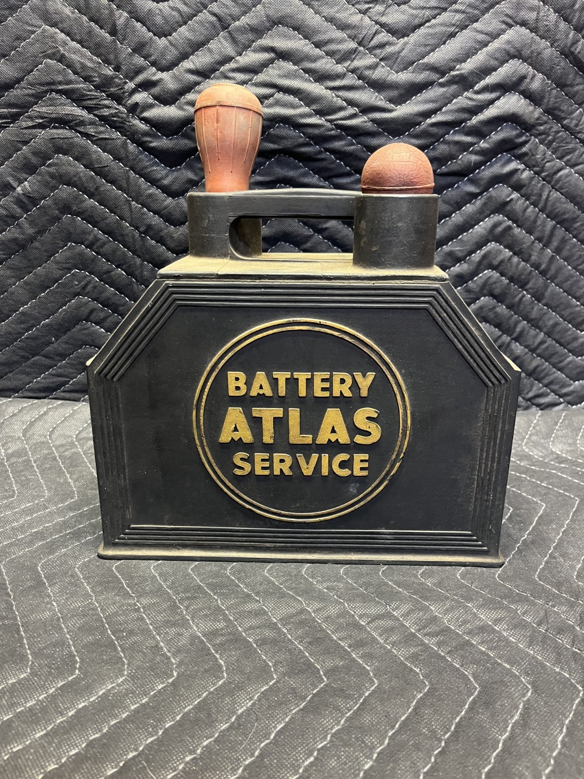 Vintage Atlas Battery Service Tester Case with Rubber Bulbs