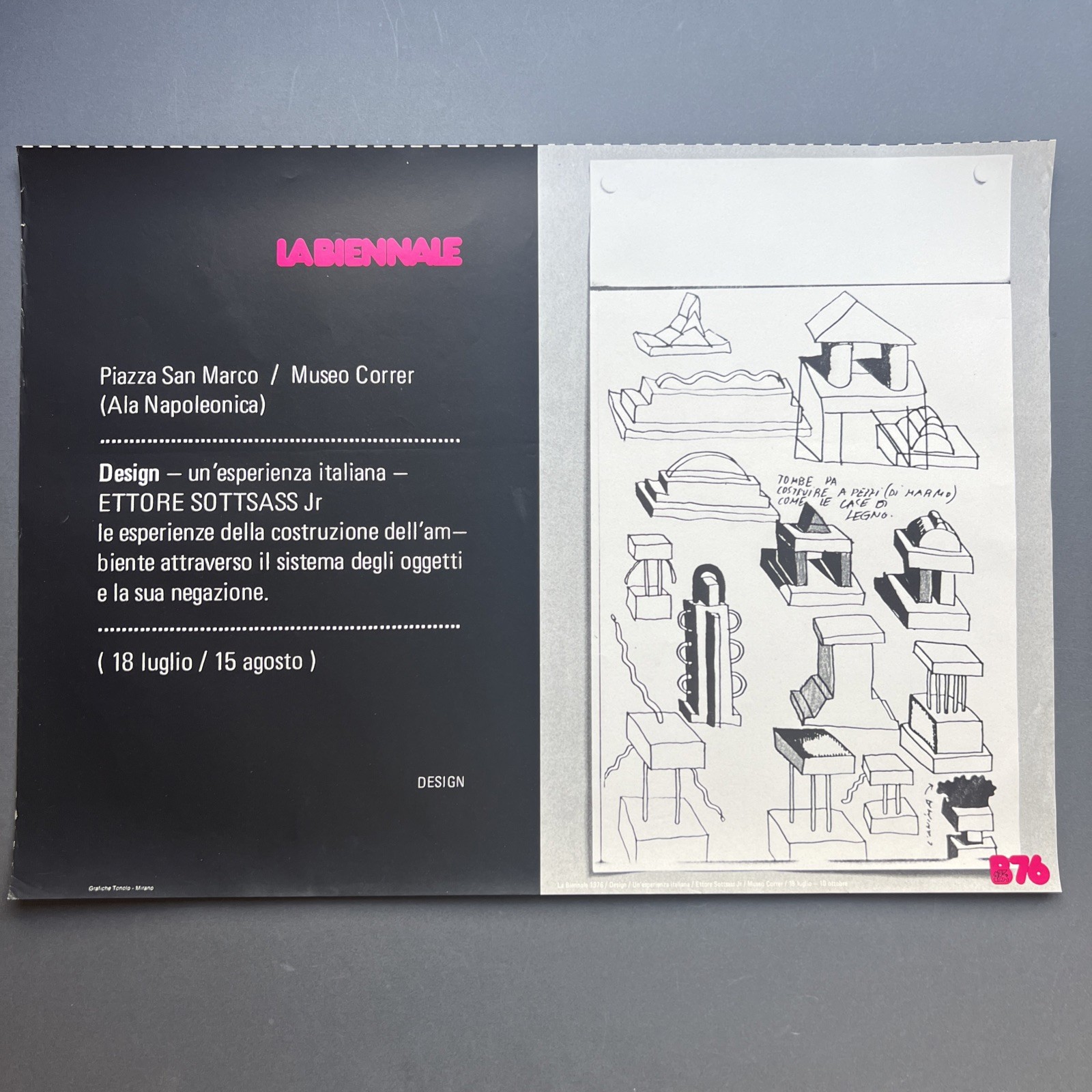 Venice Biennale 1976 - Poster Design Ettore Sottsass Museo Correr
