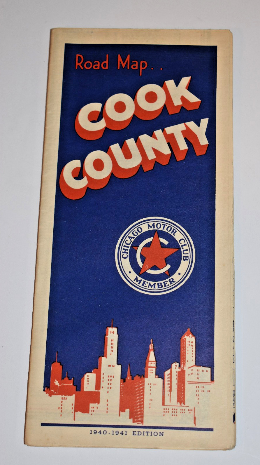 Vtg 1940-1941 Chicago Motor Club AAA Road Map - Cook County, IL