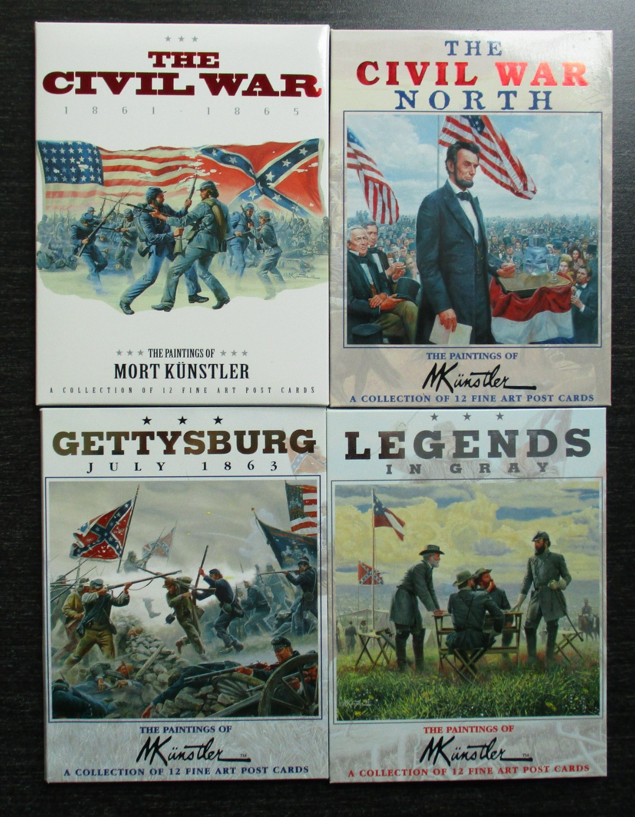 Civil War Postcards Paintings of Mort Kunstler 4 sets of cards w/ 12 postcards