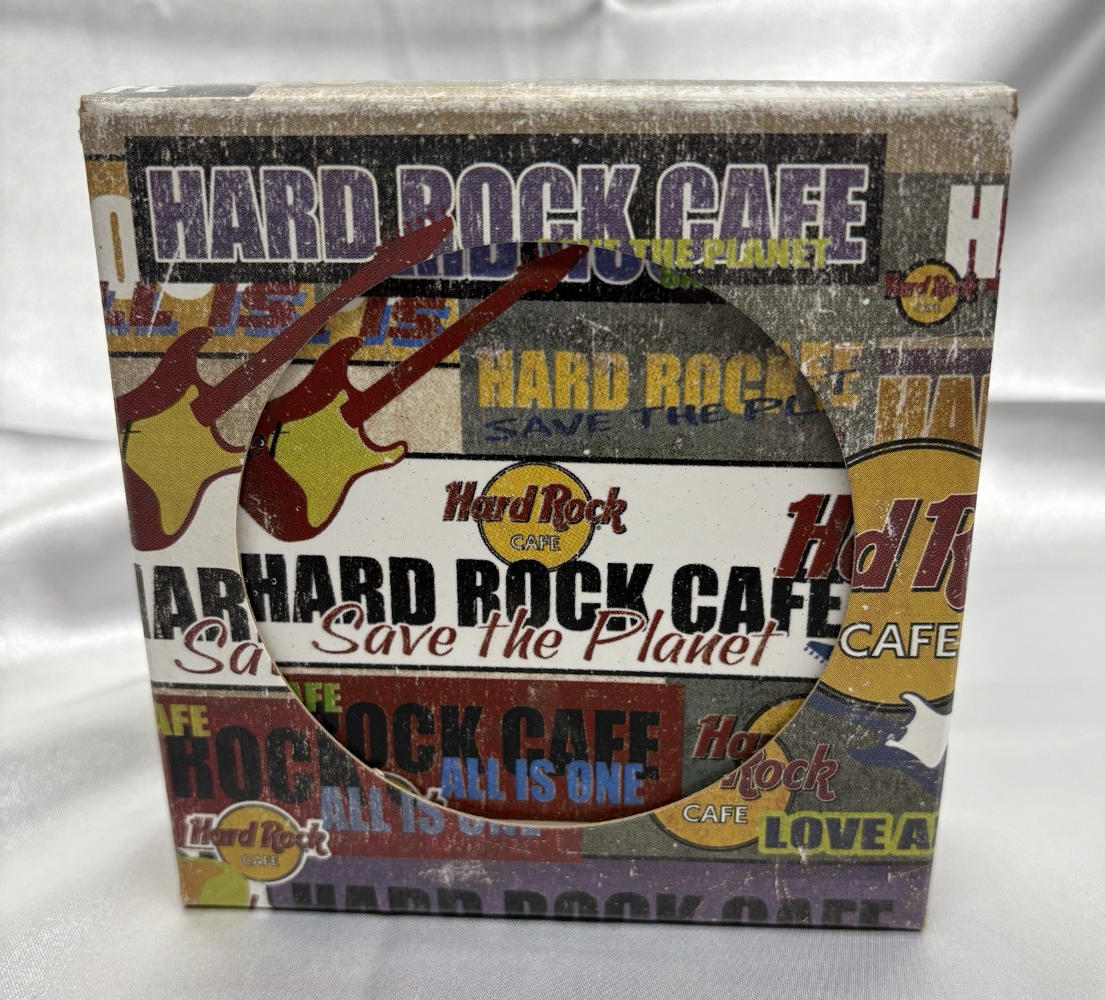 Hard Rock Cafe Atlantic City Graffiti Graphic Coasters Cork Backing Set Of 4 NIB