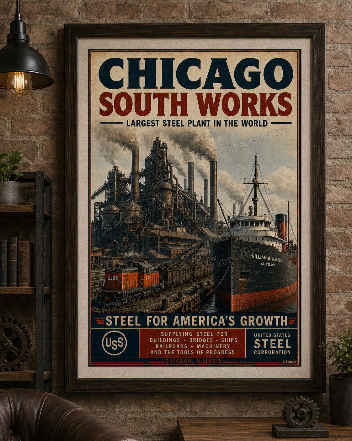 Chicago south work steel mill Vintage style poster 11\