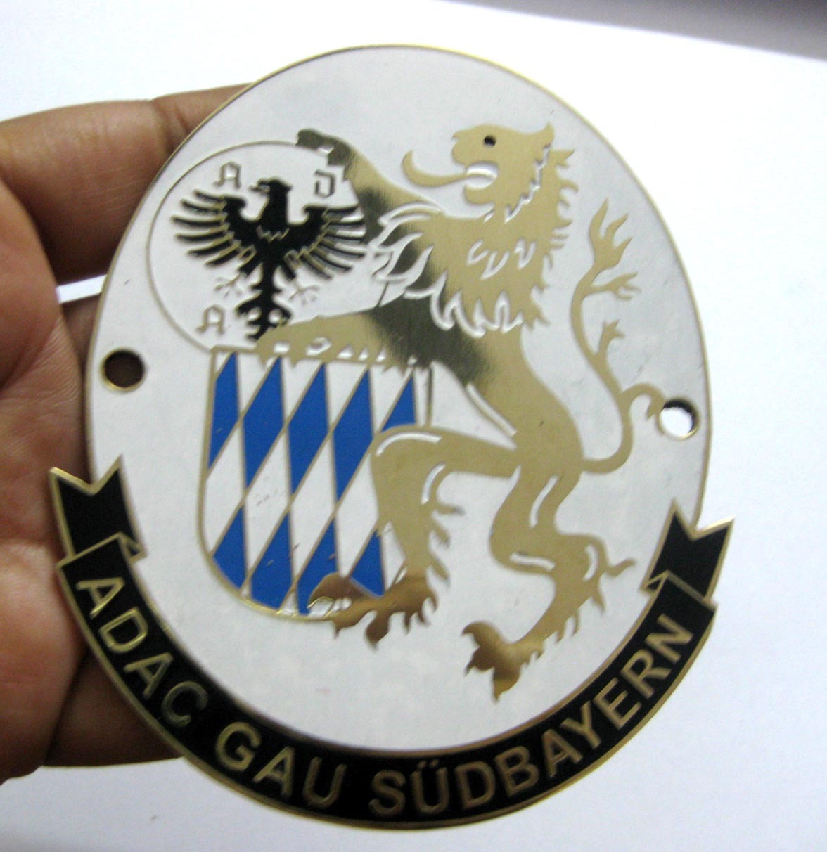 ADAC GAU SUDABAYERN CAR GRILL BADGE EMBLEM LOGOS METAL ENAMLED CAR BADGE EMBLEM