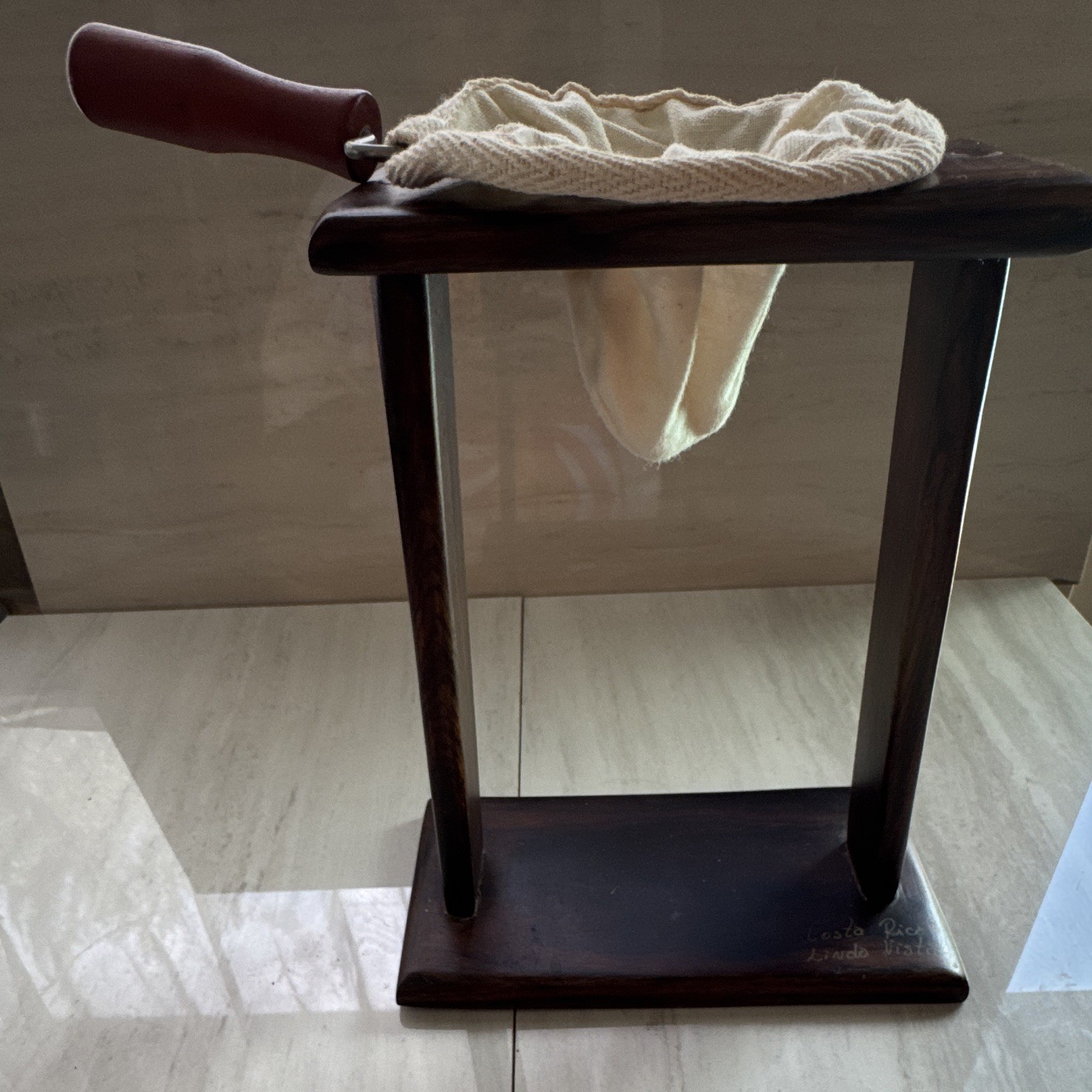 Chorreador Costa Rica Linda Vista traditional coffee maker stand signed