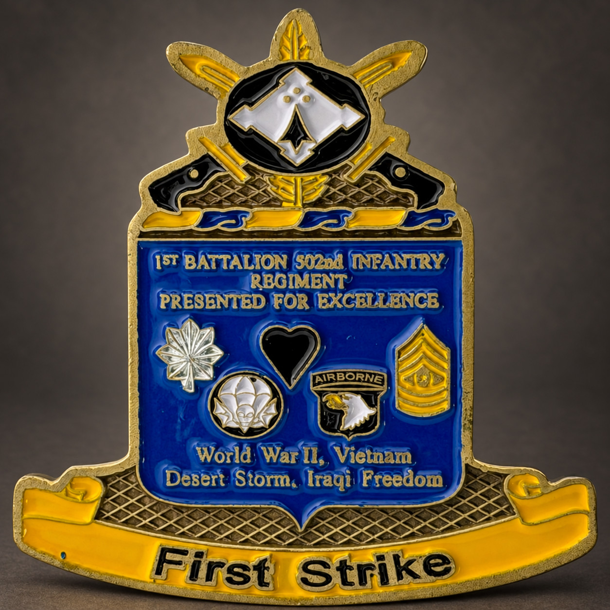 101st Airborne 1-502 Infantry Presented Excellence First Strike Challenge Coin