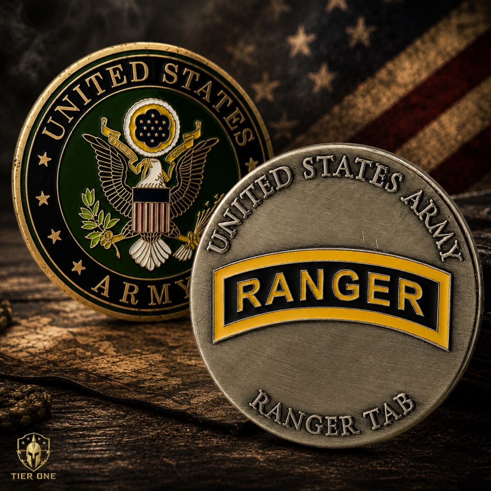U.S. Army Ranger Tab Challenge Coin 1.75” Officially Licensed Antique Finish