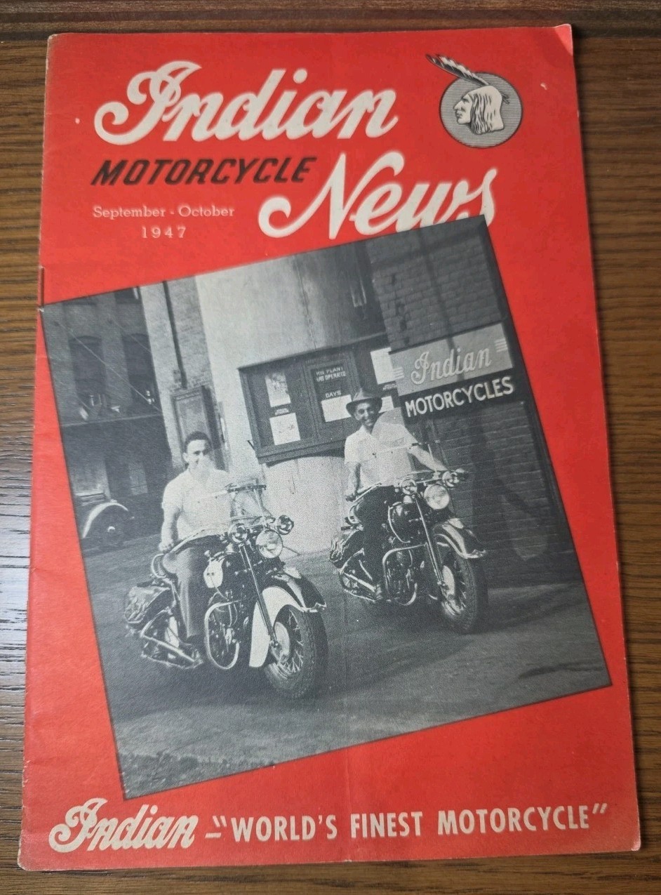 VTG 1947 Indian Motorcycle News Magazine Letter President, Bill Tuman STURGIS SD