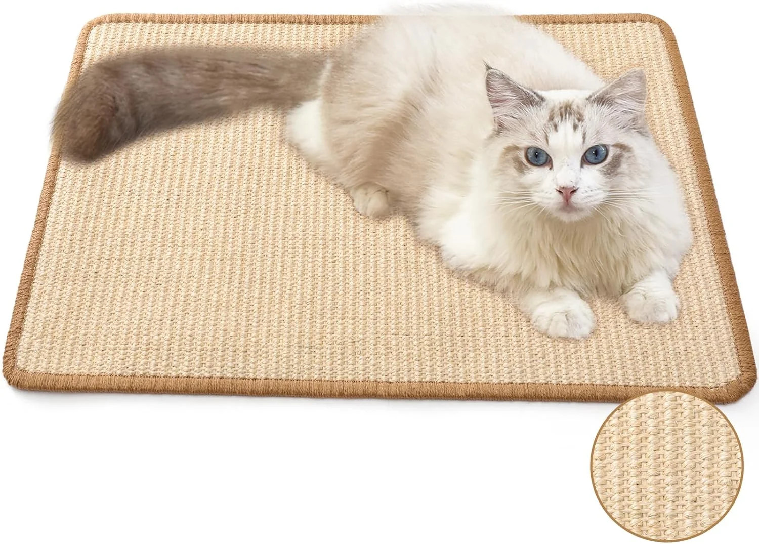 Cat Scratcher Mat, 23.6 X 15.7 Inch Natural Sisal Cat Scratch Mats, Hor