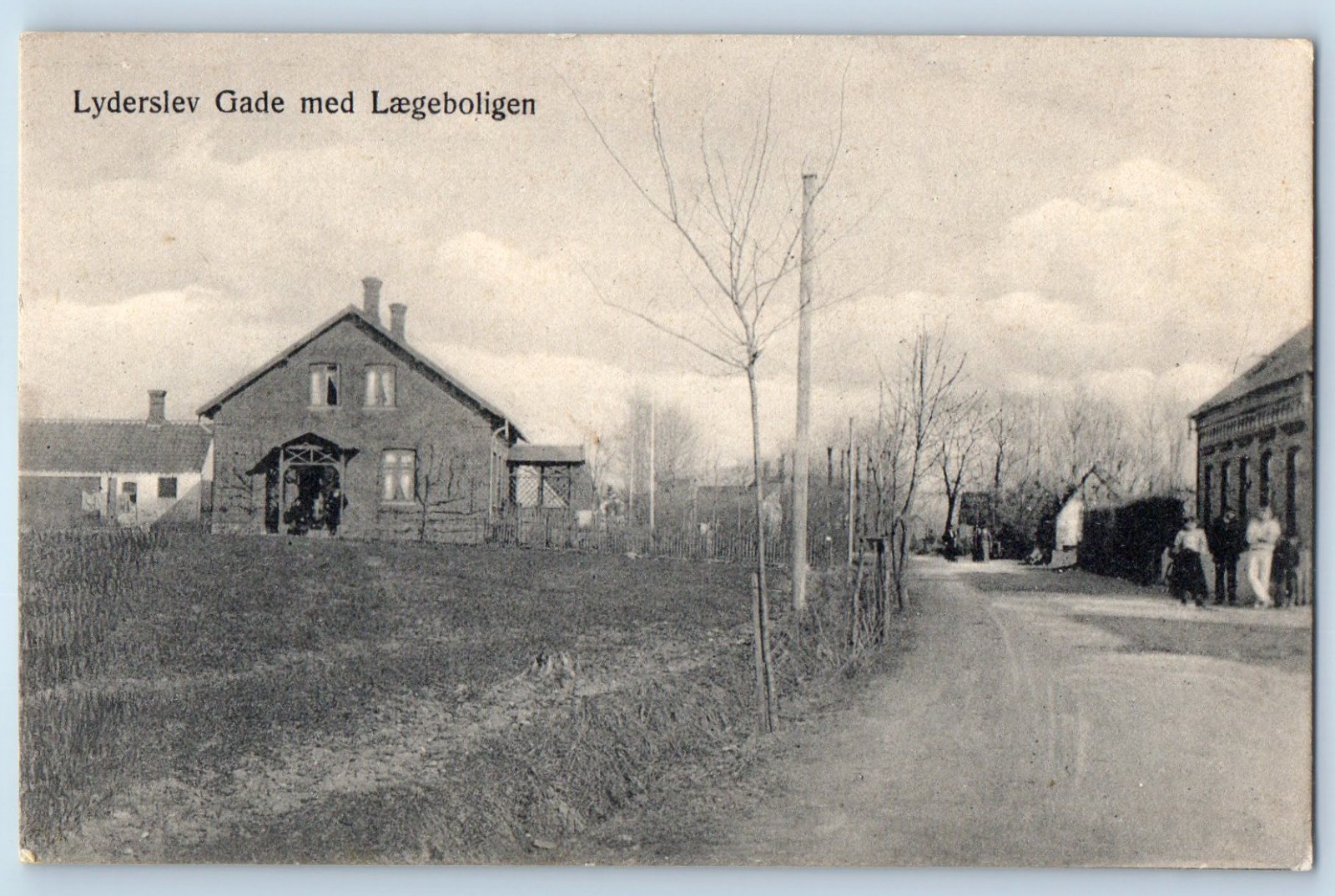 Denmark Postcard Lyderslev Street with the Doctor\'s Residence c1910 Posted