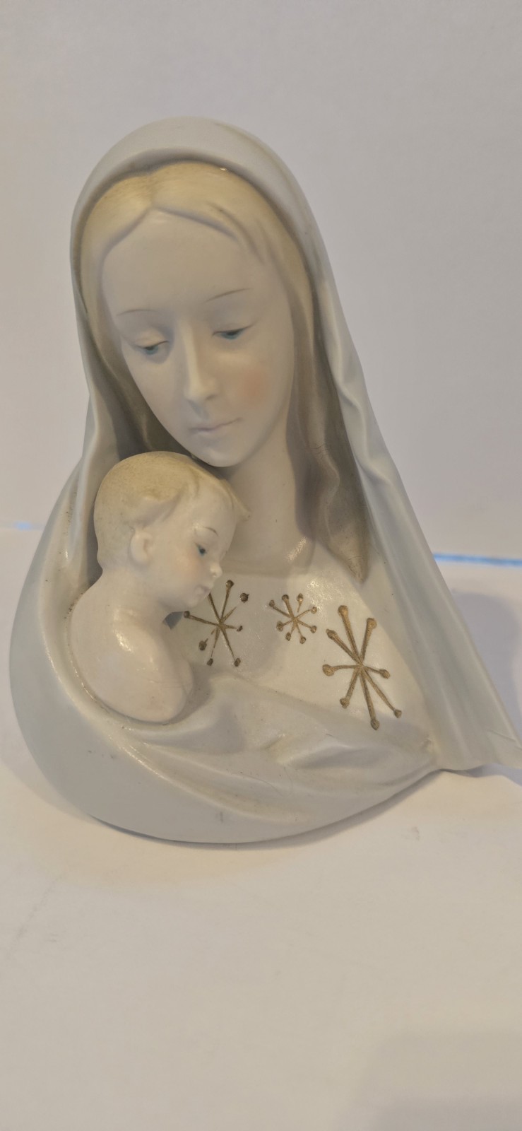 Vintage Sanmyro Porcelain Bisque Madonna & Child Figurine Bust