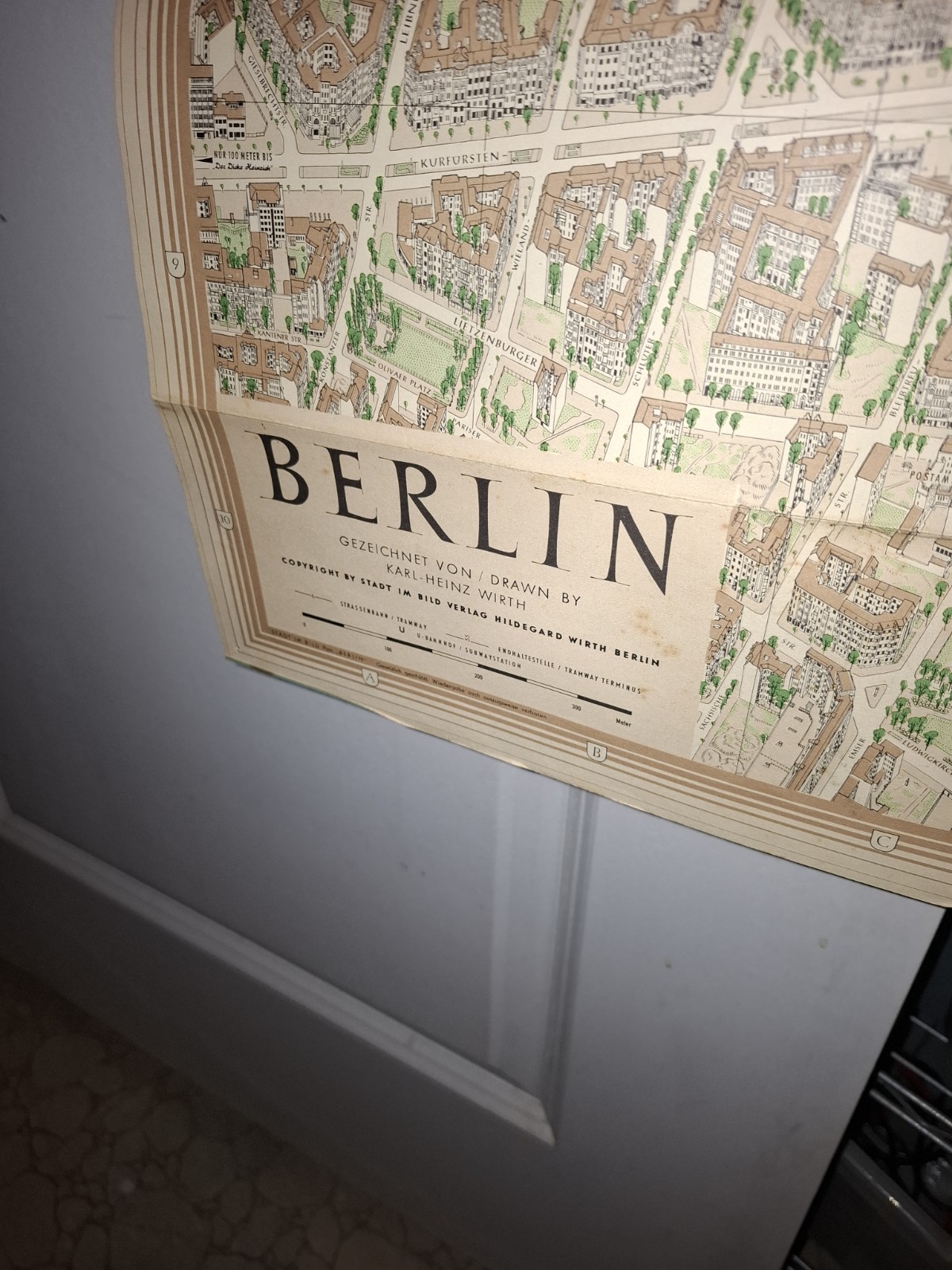 Large Vintage Map Of Berlin Germany Pre 1967? Approx 32