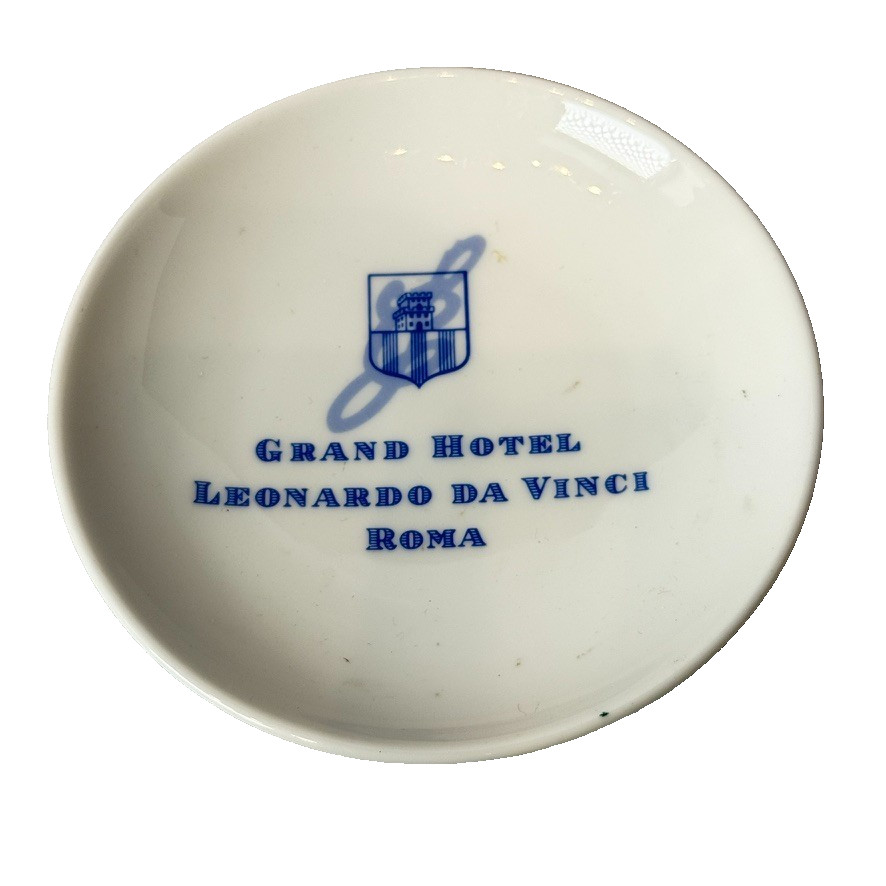 GRAND HOTEL LEONARDO DA VINCI ROME ITALY Porcelain Souvenir Dish ASHTRAY
