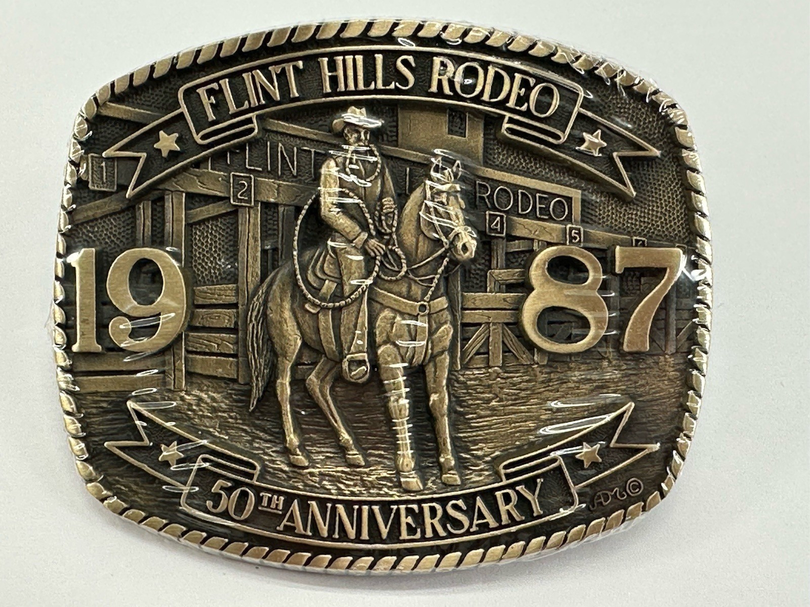 1987 Flint Hills Rodeo Strong City KS 50th Anniversary Limited Ed. Belt Buckle