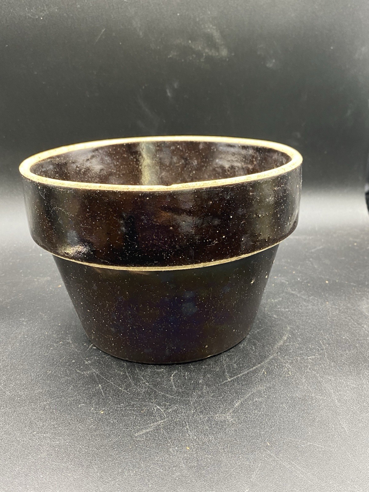 Vintage Brown Glaze Stoneware Bowl Flowerpot Flower Pot Planter 5 in Tall Vintage Brown Glaze Stoneware Bowl Flowerpot Flower Pot Planter 5 in Tall